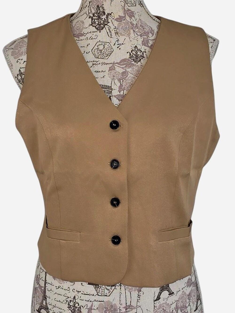 She + Sky Camel Tan Button Front Vest